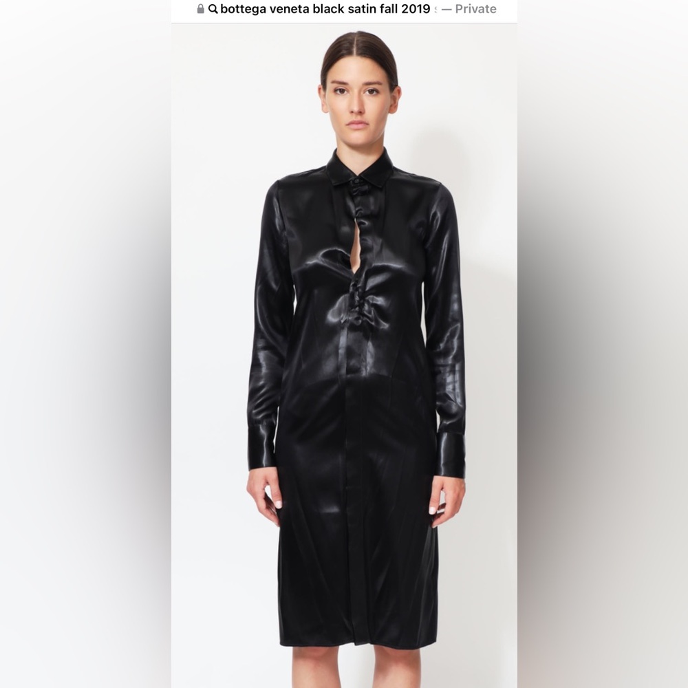 NWT Bottega Veneta black satin shirt dress size 38 small
